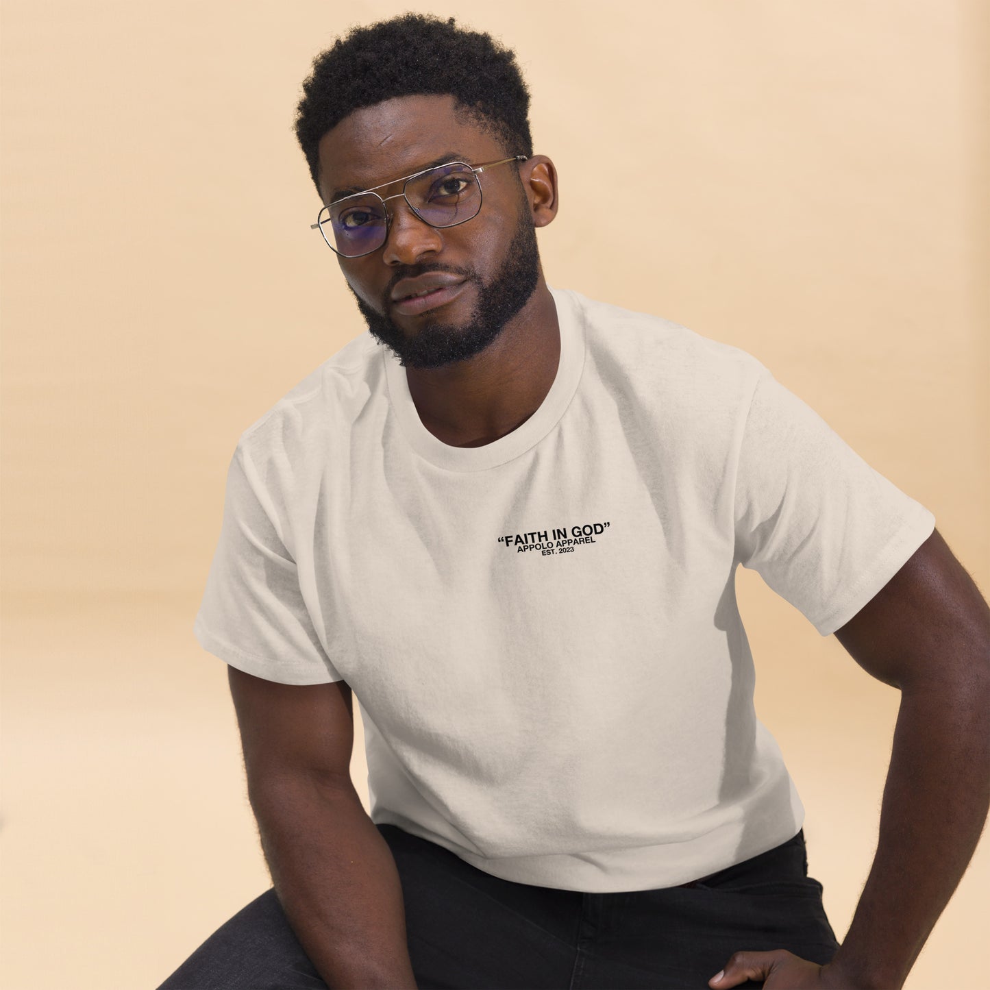 “FAITH IN GOD” WHITE FITTED TEE