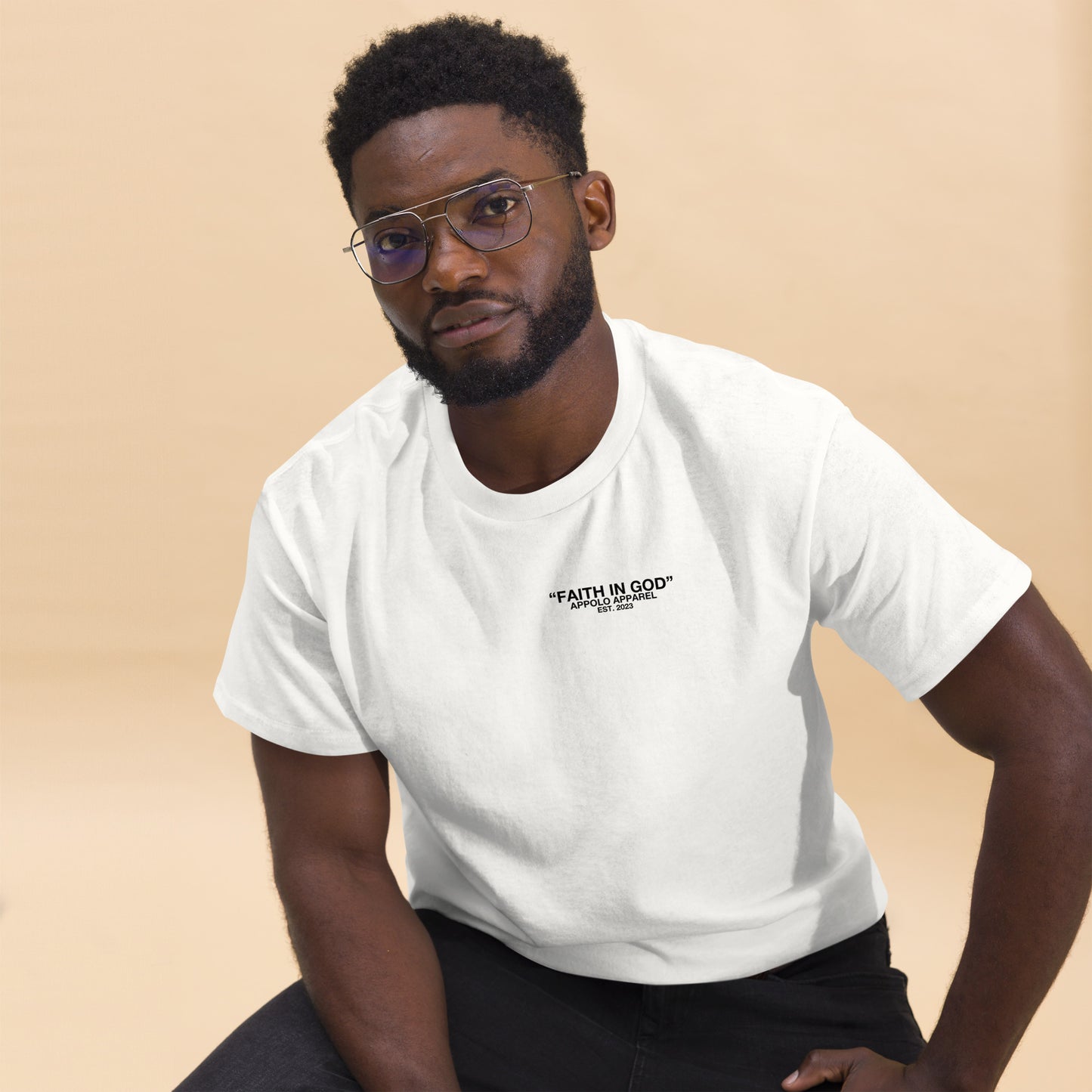 “FAITH IN GOD” WHITE FITTED TEE