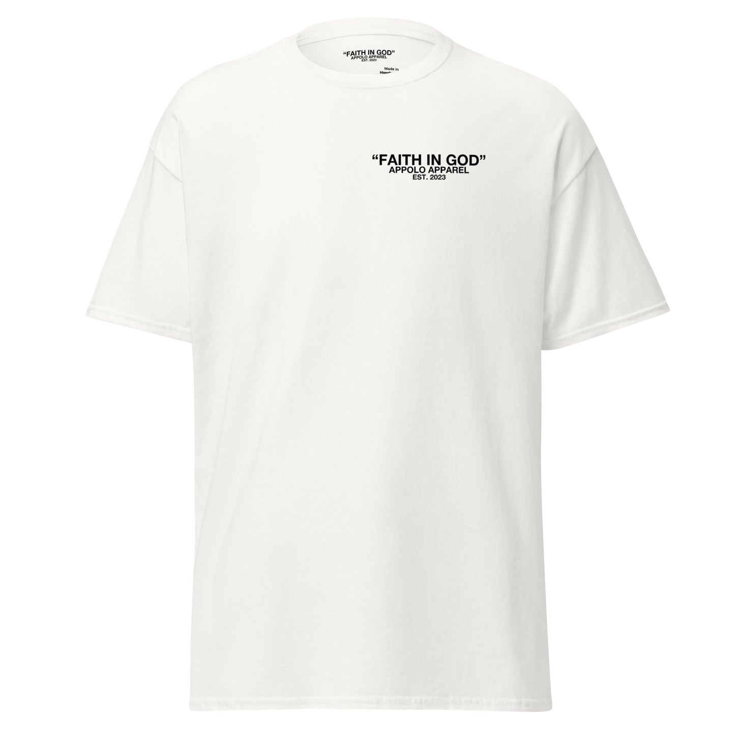 “FAITH IN GOD” WHITE FITTED TEE